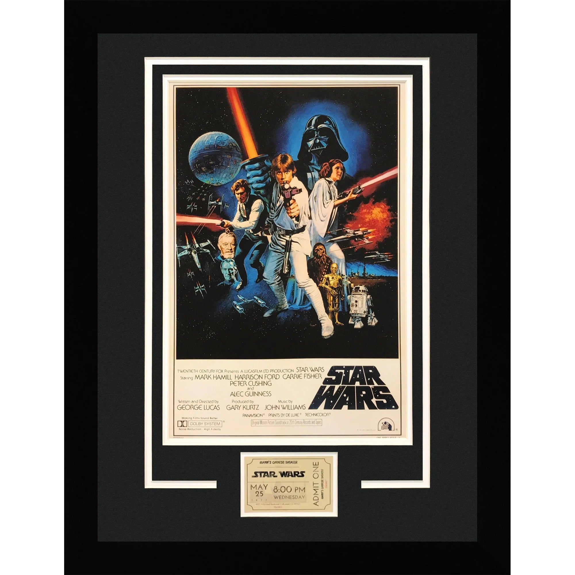 Star Wars 11x14 Movie Poster Deluxe Framed with Replica Debut Movie Ticket