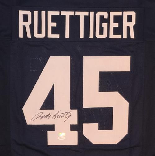 Rudy Ruettiger Autographed Notre Dame (Navy Blue #45) Custom Jersey - JSA